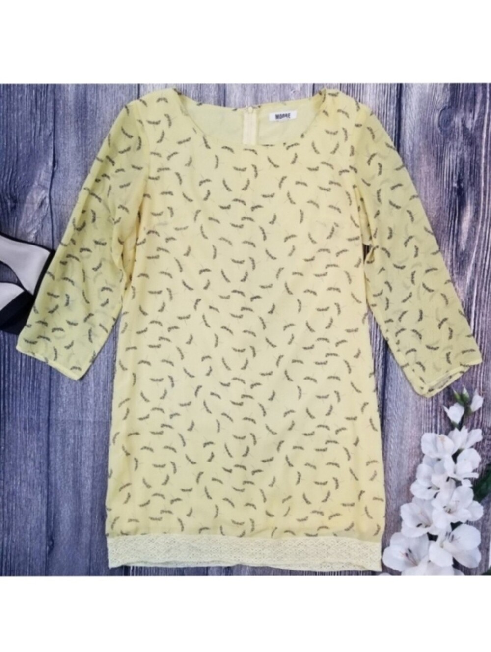 Modbe Yellow Dragonfly Print Dress